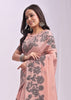Rose Peach Woven Cotton Linen Silk Saree