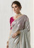 Silver Grey Designer Organza Tissue Silk Saree