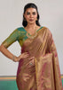 Almond Brown Woven Silk Saree With Contrast Blouse