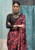 Persian Red And Black Satin Crepe Printed Silk Saree