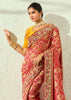Red Embroidered Georgette Bandhej Saree