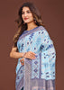 Sky Blue Woven Cotton Linen Silk Saree