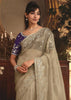Champagne Beige Tissue Organza Designer Saree