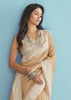 Wheat Beige Woven Linen Silk Saree