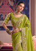 Pistachio Green Embroidered Tissue Designer Saree
