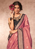 Mauve Pink Woven Banarasi Silk Saree With Contrast Border