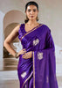 True Purple Banarasi Satin Silk Saree