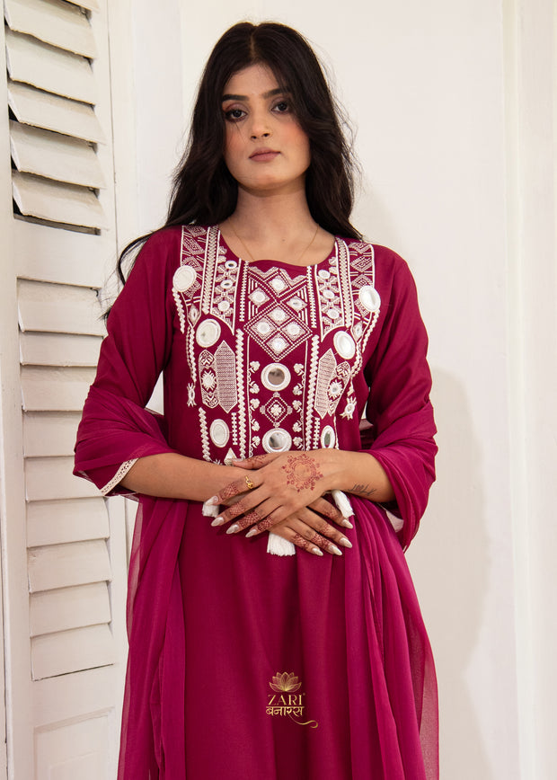Plum Mirror Lattice Suit Set (10702036074689)