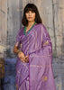 Lavender Purple Woven Banarasi Satin Silk Saree