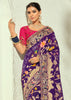 Purple Embroidered Georgette Bandhej Saree