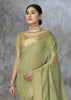 Pistachio Green Woven Cotton Saree