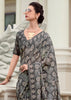 Steel Grey Printed Cotton Silk Saree