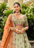 Green & Orange Embroidered Stitched Designer Lehenga