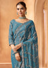 Parisian Blue Designer Tissue Silk Saree