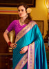 Swedish Blue Woven Banarasi Soft Silk Saree