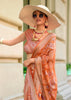 Dusky Orange Printed Georgette Silk Saree