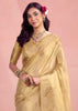 Cream Beige Woven Tissue Silk Saree