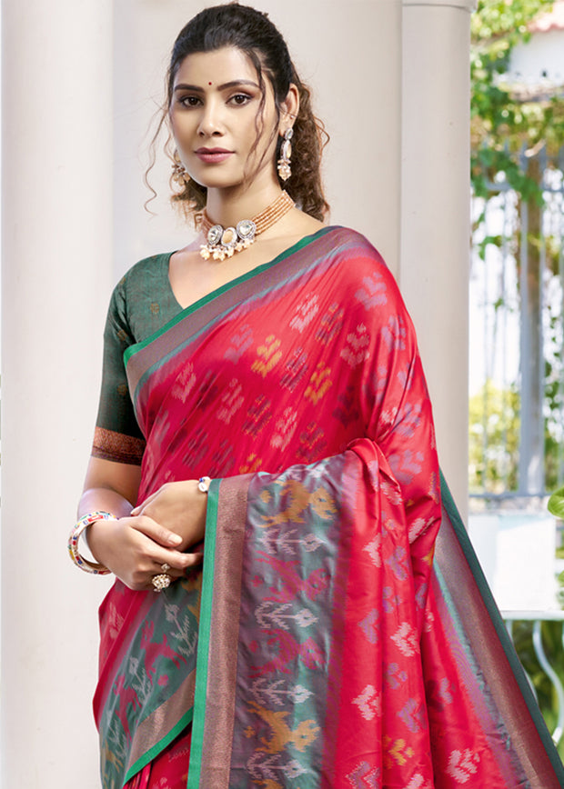 Aurora Red Woven Patola Silk Saree