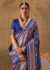 Victoria Blue Printed Patola Silk Saree