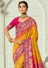 Yellow And Pink Embroidered Georgette Bandhej Saree