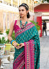 Teal Green Woven Soft Silk Saree