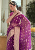 Plum Purple Woven Organza Silk Saree