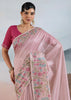 Dusky Pink Woven Tissue Silk Saree