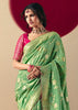 Pista Green Woven Banarasi Silk Saree