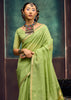 Pistachio Green Woven Cotton Silk Saree