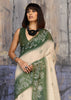 Antique Green Printed Cotton Silk Saree