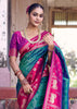 Blue And Pink Woven Banarasi Silk Saree