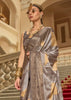 Rich Grey Printed Satin Silk Saree