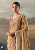 Beige Tissue Embroidered Wedding Wear Saree
