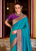 Vivid Blue Banarasi Soft Silk Saree