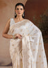 Bright White Woven Banarasi Silk Saree