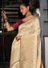 “Exclusive Offer” : Off White Woven Embroidered Banarasi Silk Saree