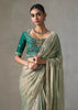 Sage Green Embroidered Silk Saree With Heavy Blouse