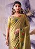 Olive Green Woven Tissue Silk Saree