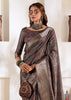 Fossil Grey Banarasi Printed Soft Silk Saree