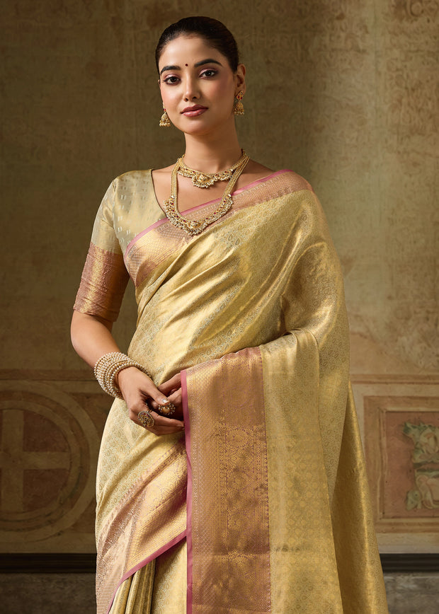 Sunny Yellow Woven Kanjivaram Silk Saree