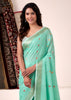 Mint Green Woven Linen Silk Saree