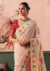 Creamy White Woven Georgette Bandhej Saree