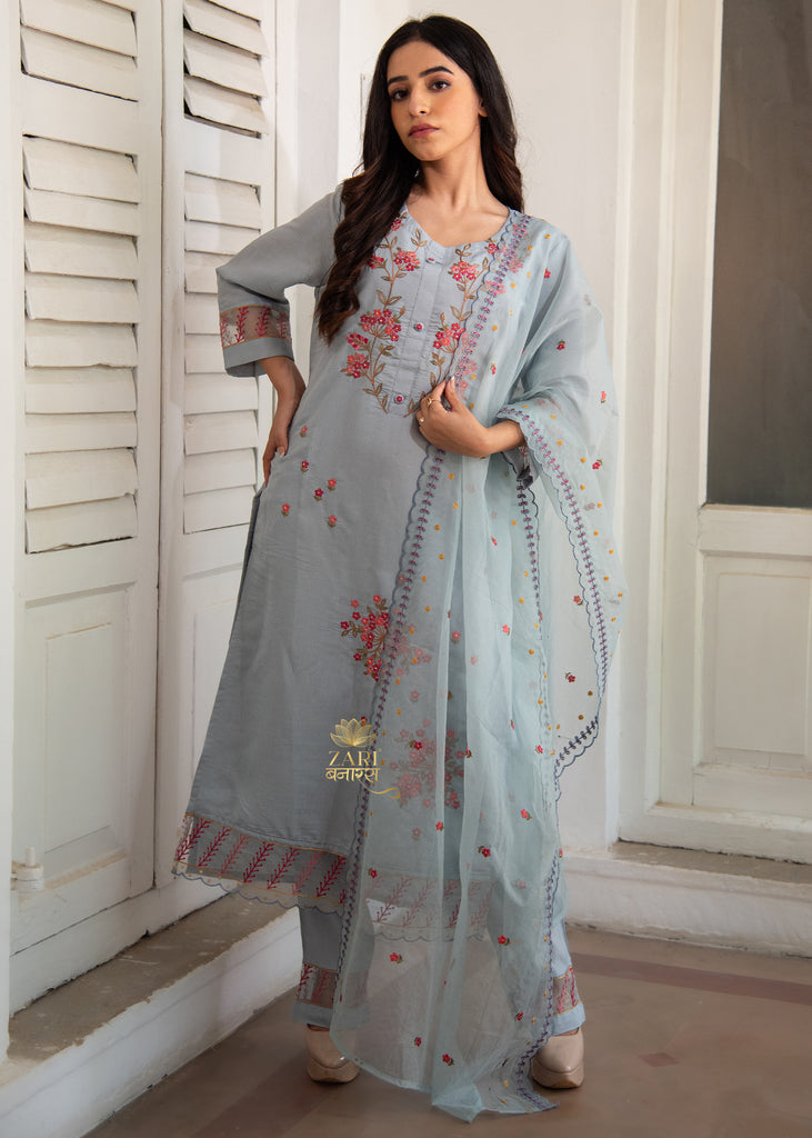 Serene Blue Floral Embroidered Suit (10702840758465)