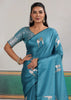 Heritage Blue Woven Satin Silk Saree