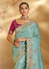 Sea Green Banarasi Embroidered Silk Saree