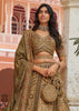 Olive Green Banarasi Silk Embroidered Lehenga