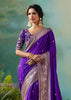 Purple Woven Embroidered Banarasi Silk Saree
