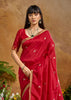 Ruby Red Woven Banarasi Silk Saree