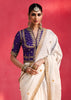 Off White Embroidered Soft Silk Saree With Contrast Blouse