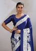 True Blue Printed Satin Silk Saree